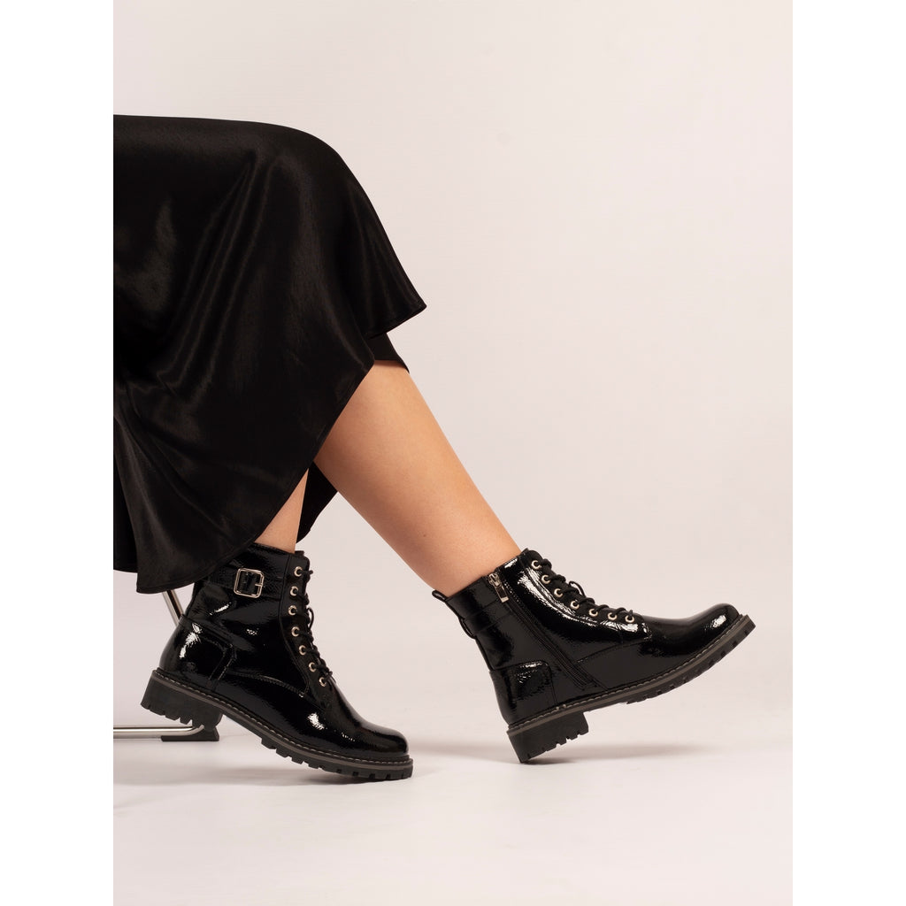 Parlour Black Patent Ankle Boot