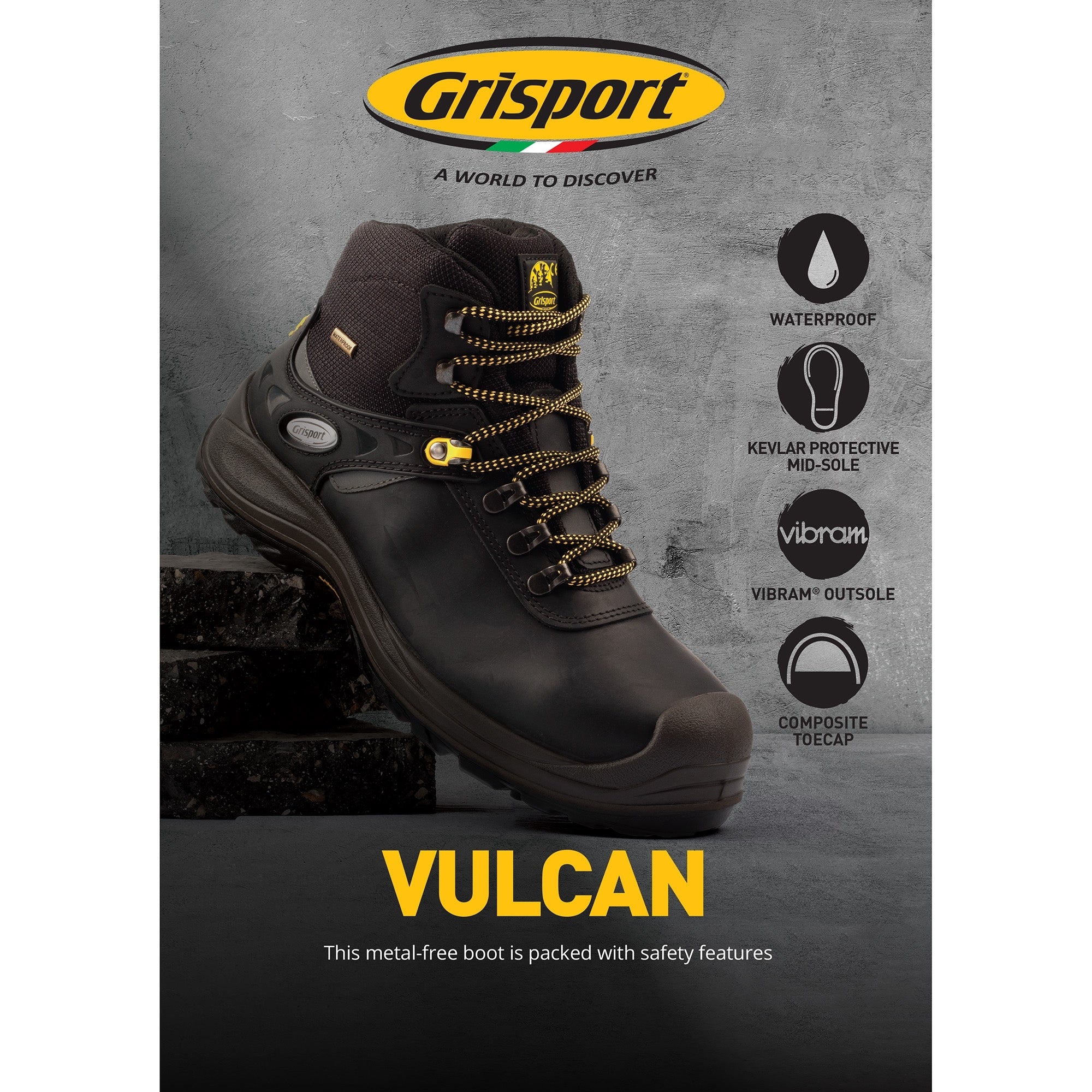 A4 Vulcan Safety Boot Showcard