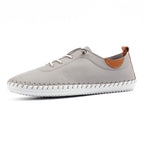 St Ives Light Grey Leather Plimsoll