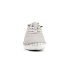 St Ives Light Grey Leather Plimsoll
