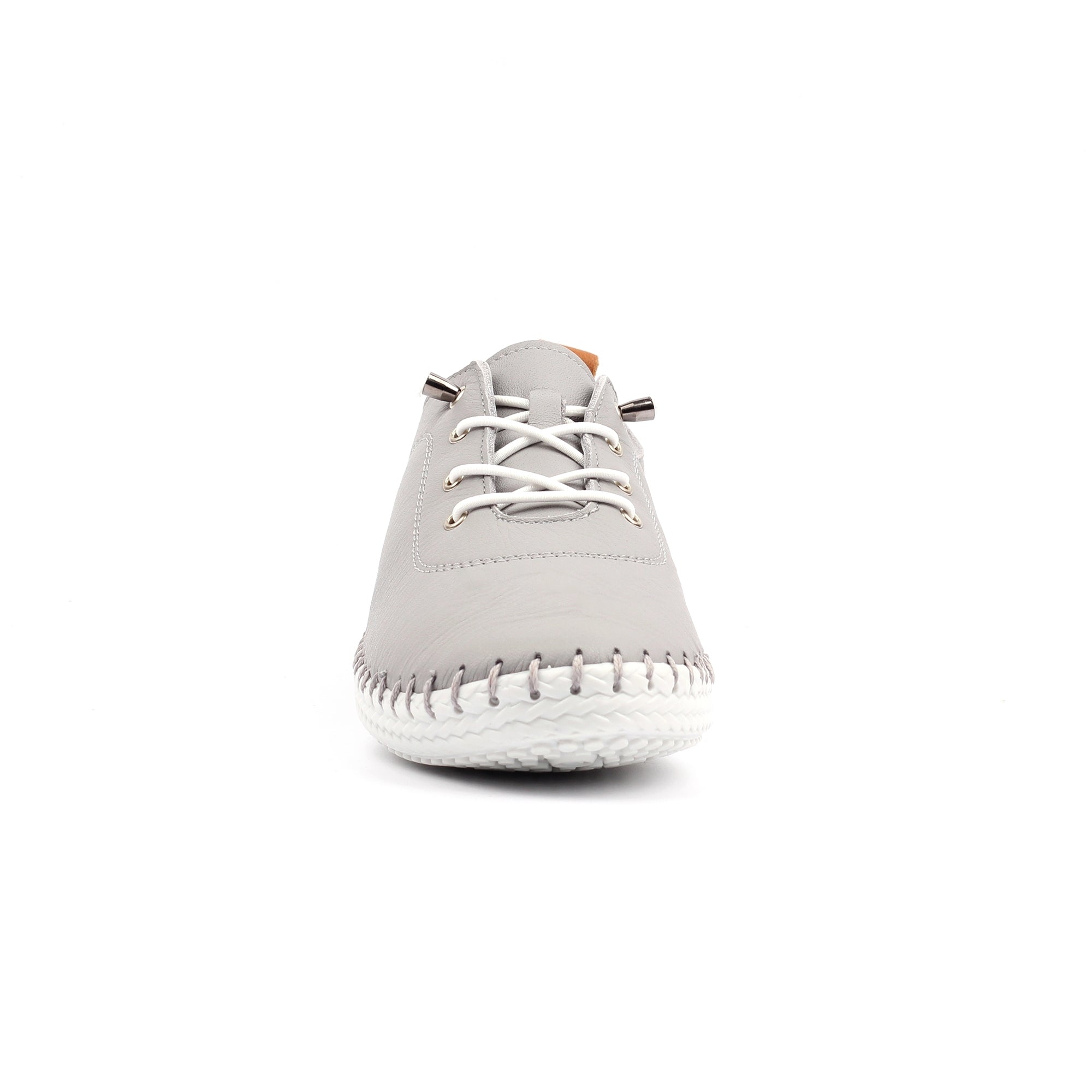 St Ives Light Grey Leather Plimsoll