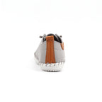 St Ives Light Grey Leather Plimsoll