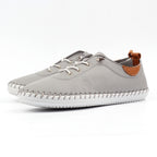 St Ives Light Grey Leather Plimsoll