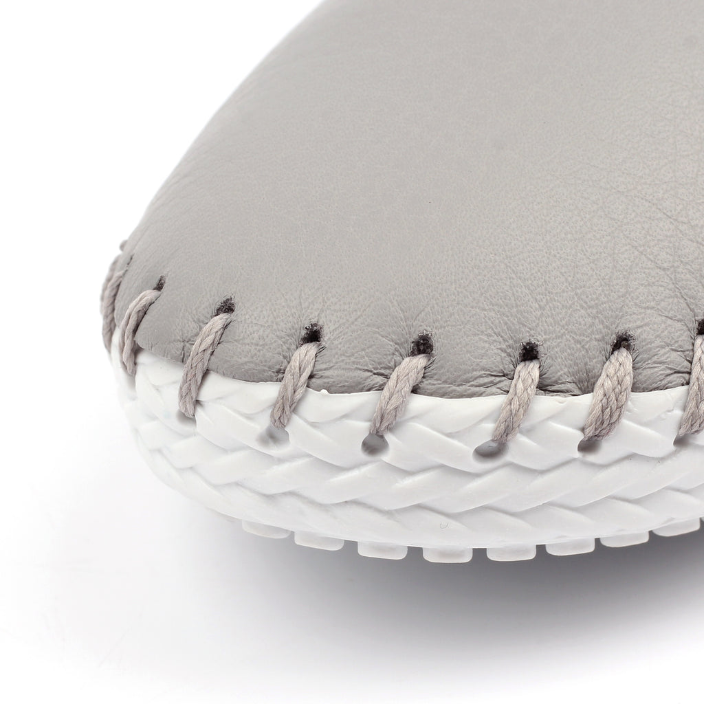 St Ives Light Grey Leather Plimsoll