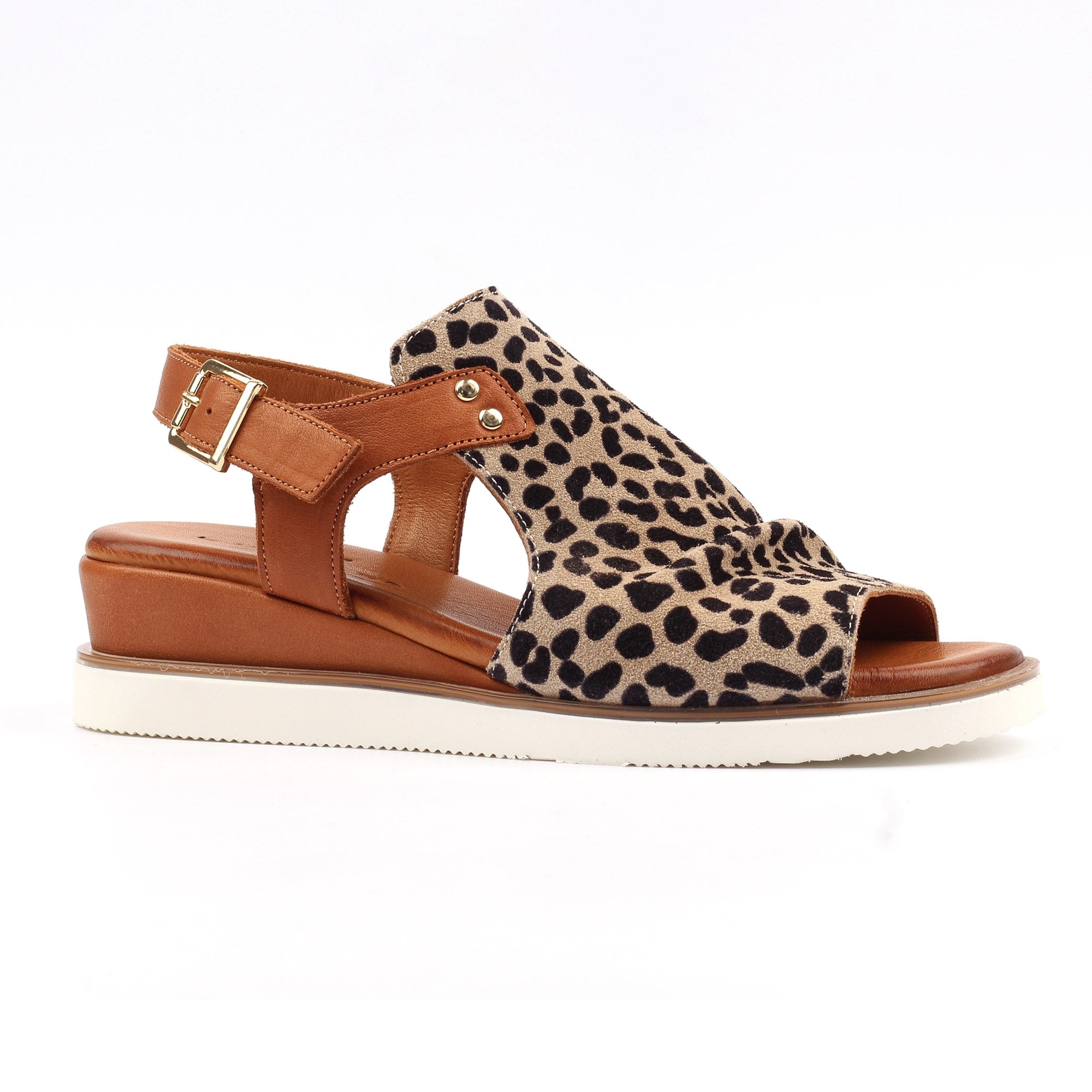 Steffi Ocelot Leather Wedge Sandal