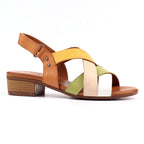 Olympia Khaki Block Heel Leather Sandal