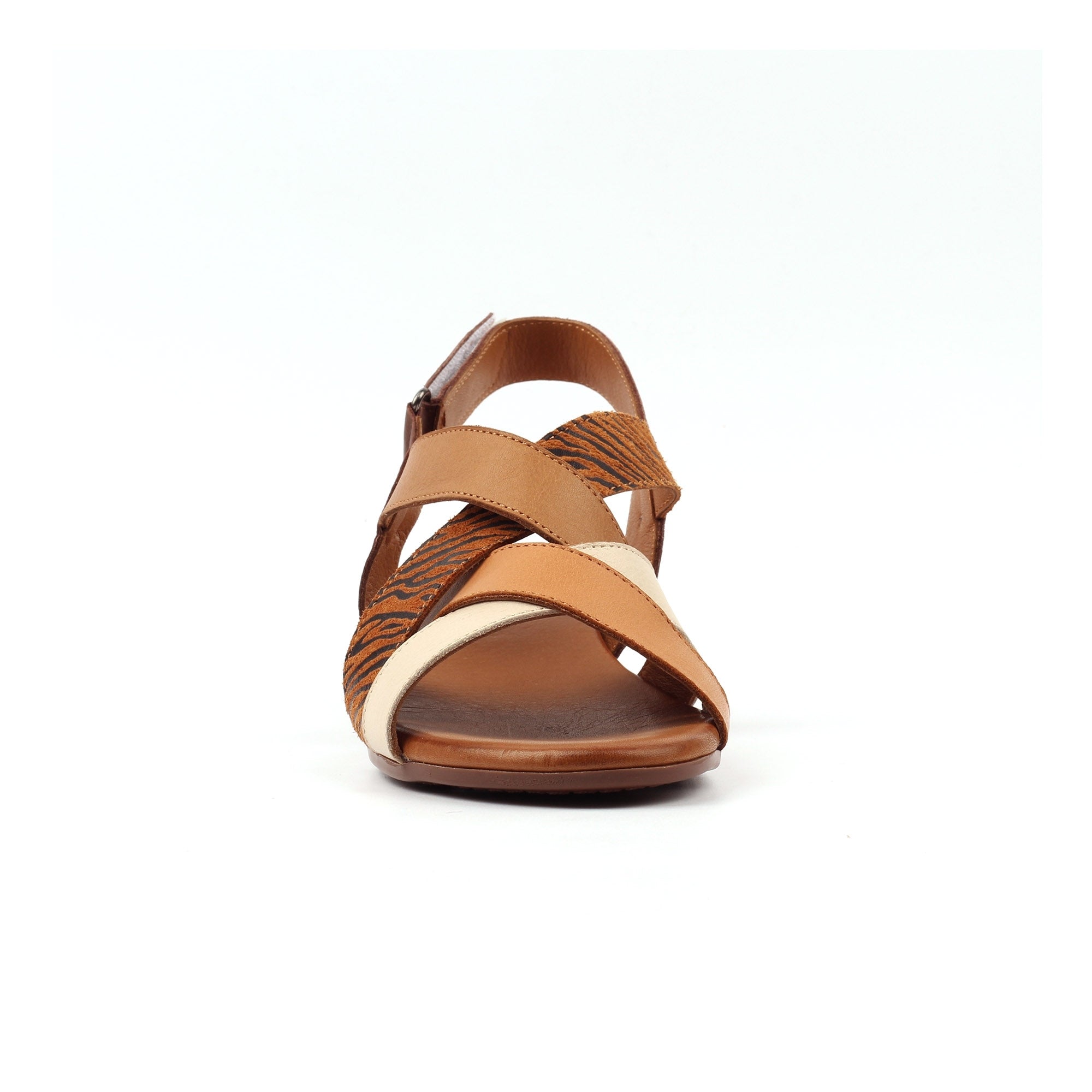Oprah Tan Block Heel Leather Sandal