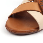 Oprah Tan Block Heel Leather Sandal
