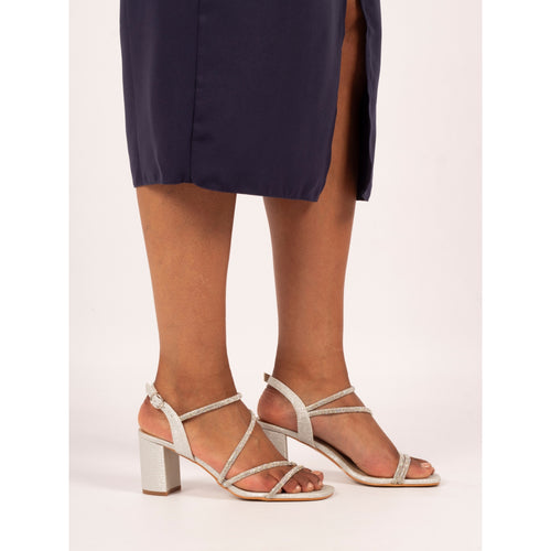 Toulouse Silver Block Heel Sandal