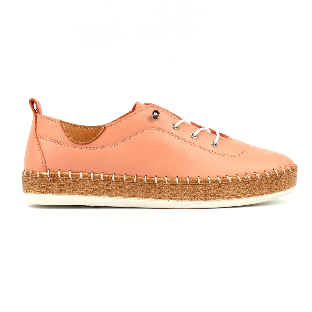 Evie Coral Leather Plimsoll