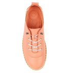 Evie Coral Leather Plimsoll