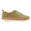 Evie Khaki Leather Plimsoll