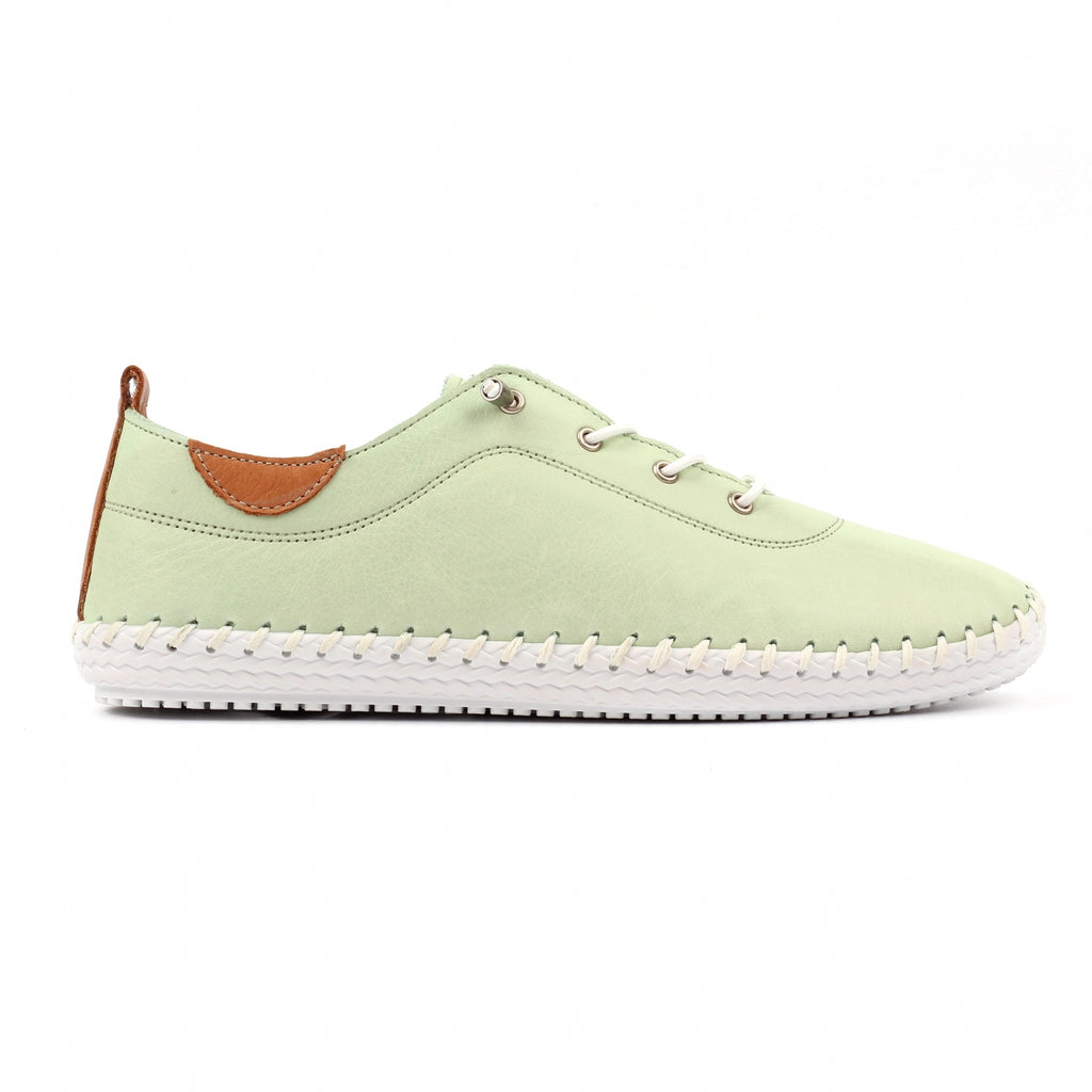 St Ives Soft Sage Leather Plimsoll