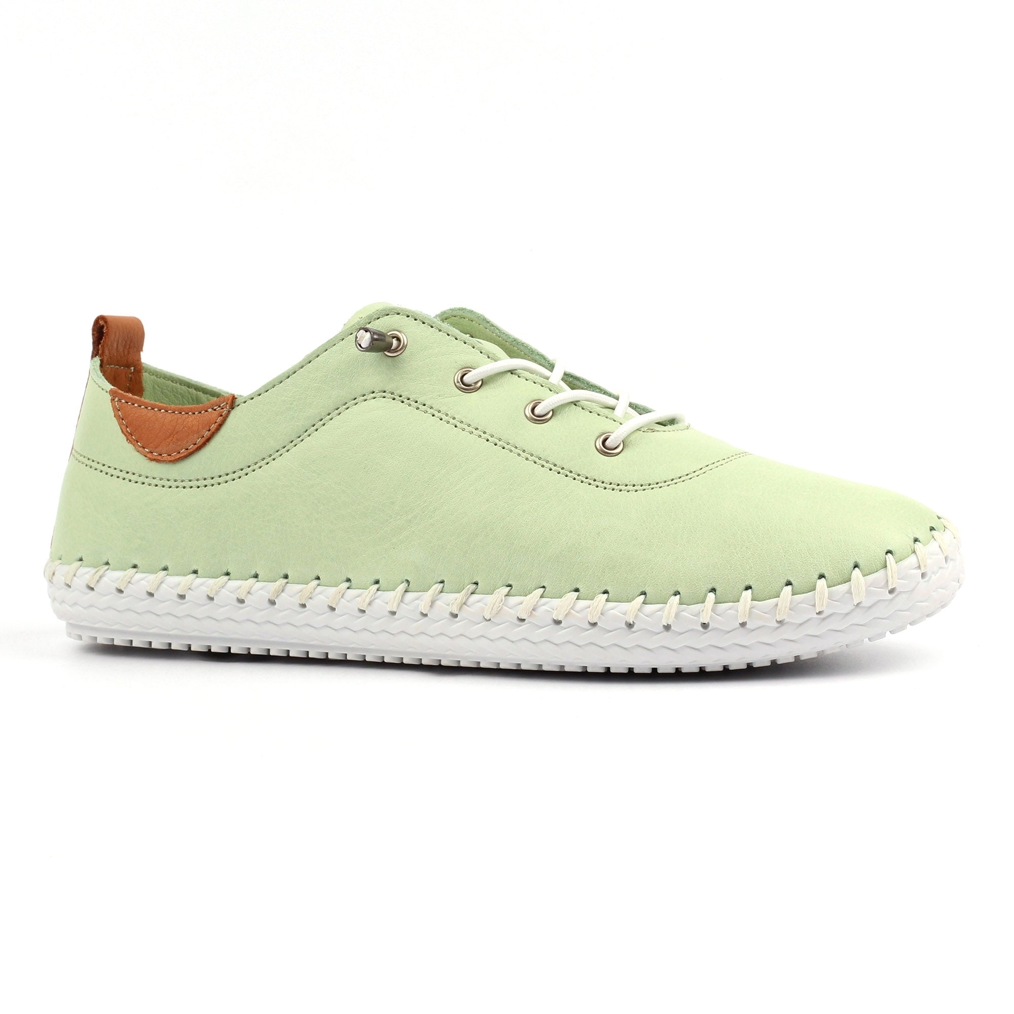 St Ives Soft Sage Leather Plimsoll