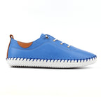 St Ives Azure Blue Leather Plimsoll