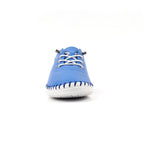 St Ives Azure Blue Leather Plimsoll