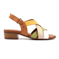 Olympia Khaki Block Heel Leather Sandal
