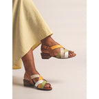 Olympia Khaki Block Heel Leather Sandal