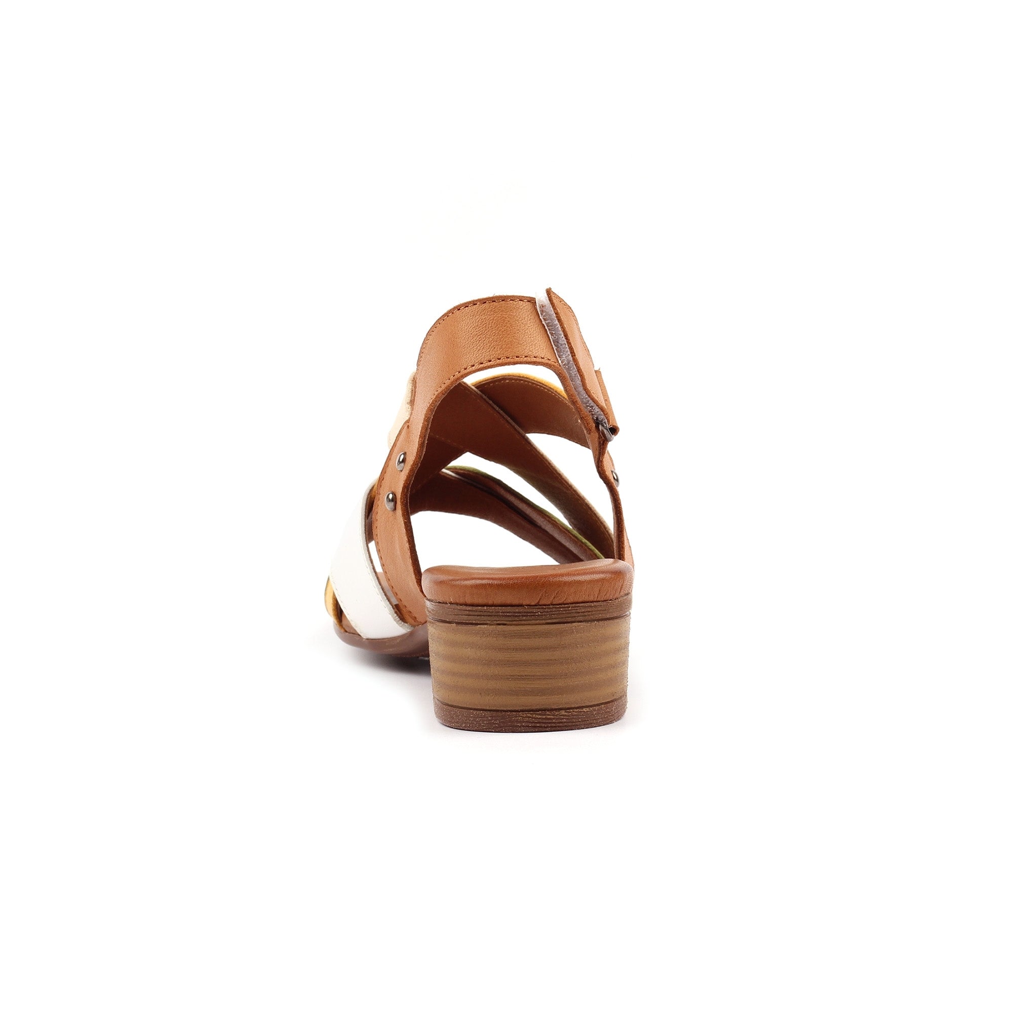 Olympia Khaki Block Heel Leather Sandal