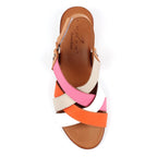 Olympia Orange Block Heel Leather Sandal