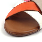 Olympia Orange Block Heel Leather Sandal