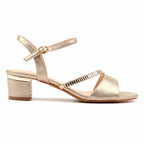 Jen Gold Block Heel Sandal