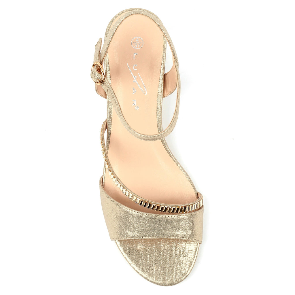 Jen Gold Block Heel Sandal