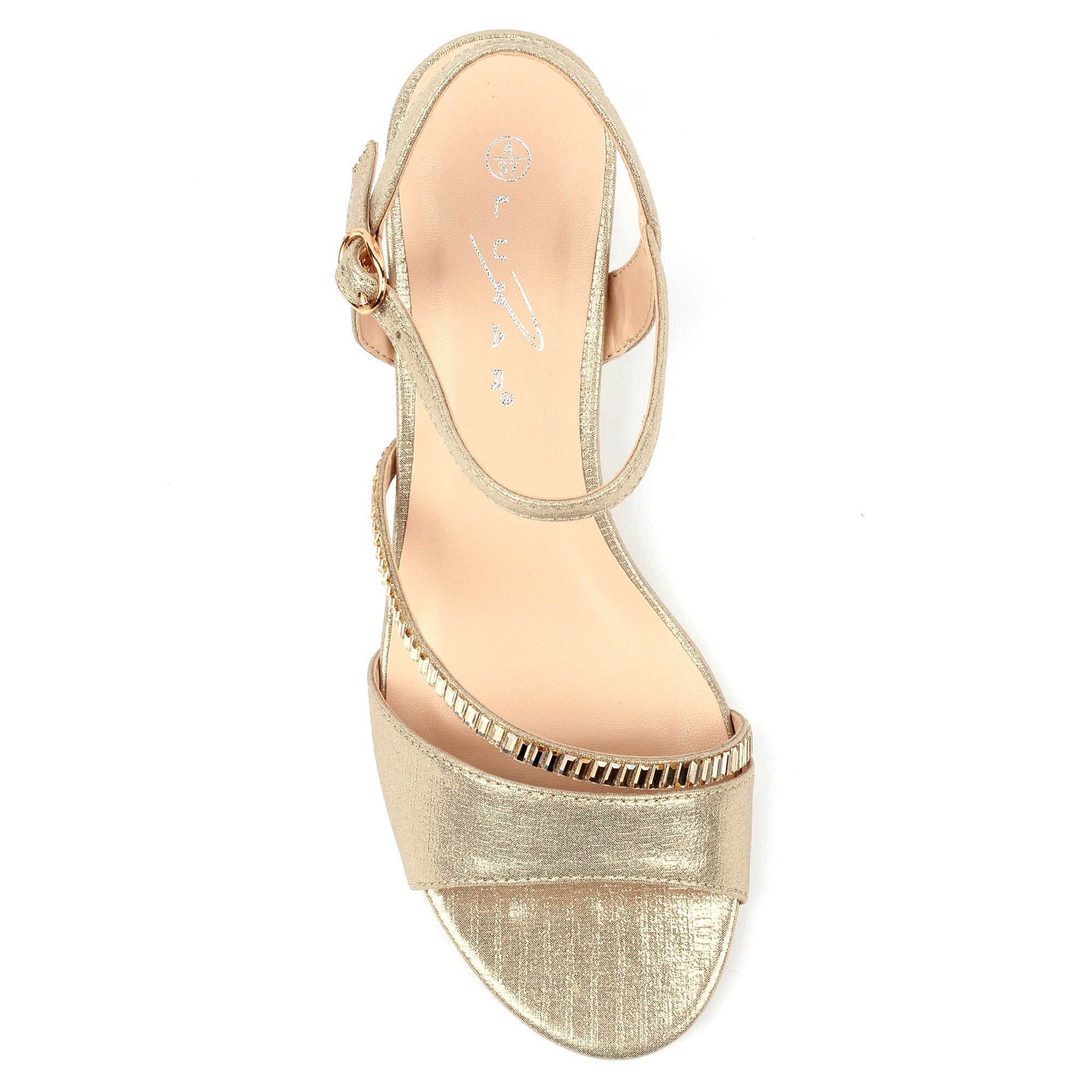 Jen Gold Block Heel Sandal