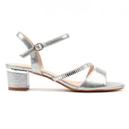 Jen Silver Block Heel Sandal