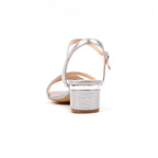 Jen Silver Block Heel Sandal