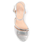 Jen Silver Block Heel Sandal