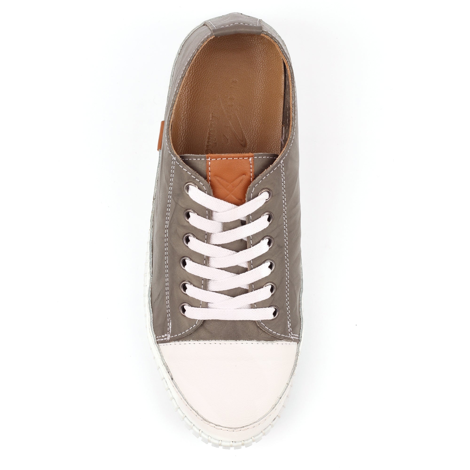 Truffle II Grey Leather Plimsoll