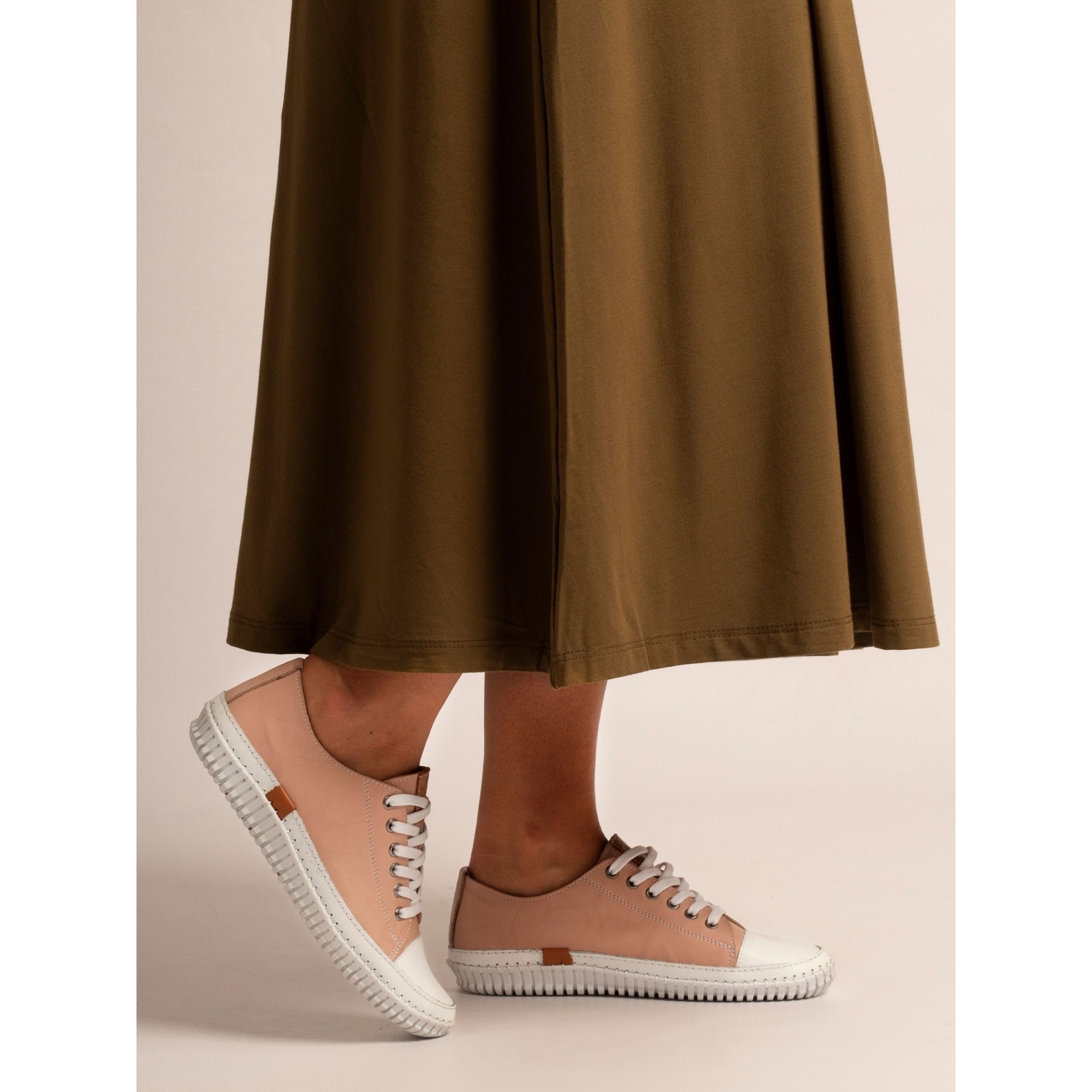 Truffle II Nude Leather Plimsoll