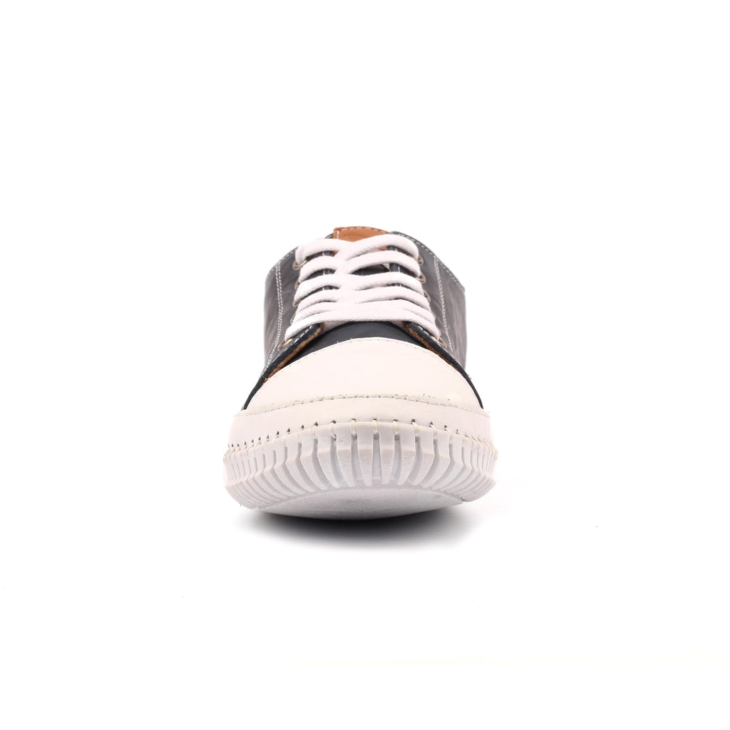 Truffle II Navy Leather Plimsoll