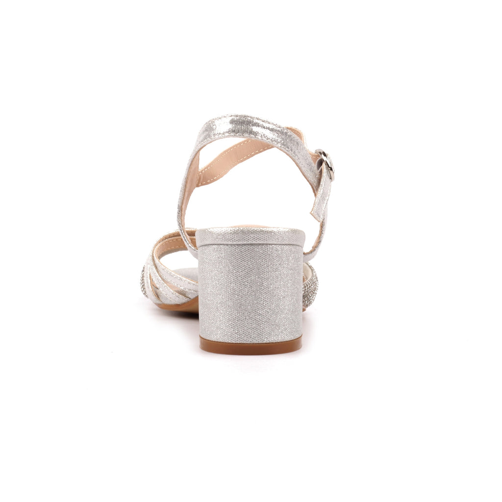 Imani Silver Block Heel Sandal