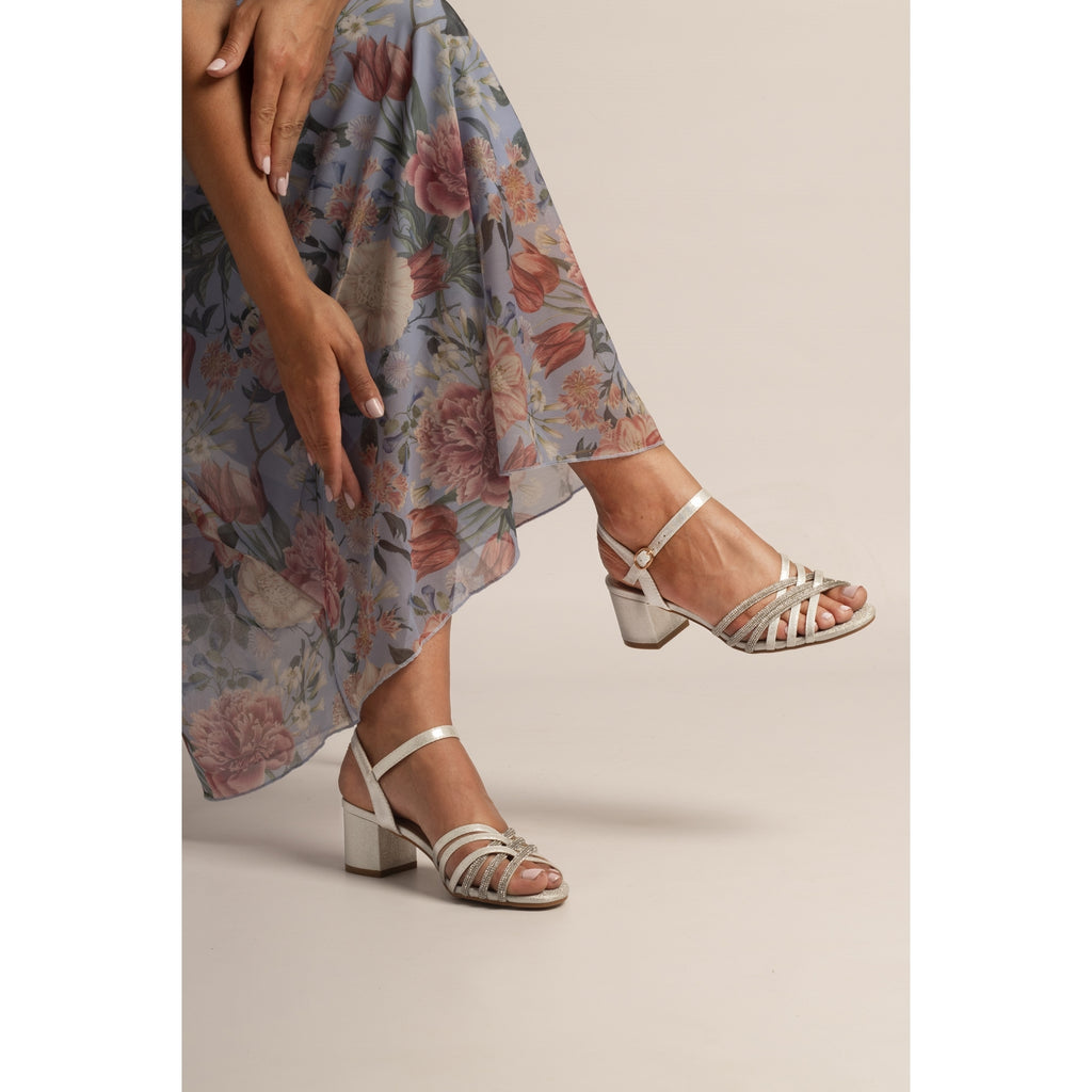 Imani Silver Block Heel Sandal