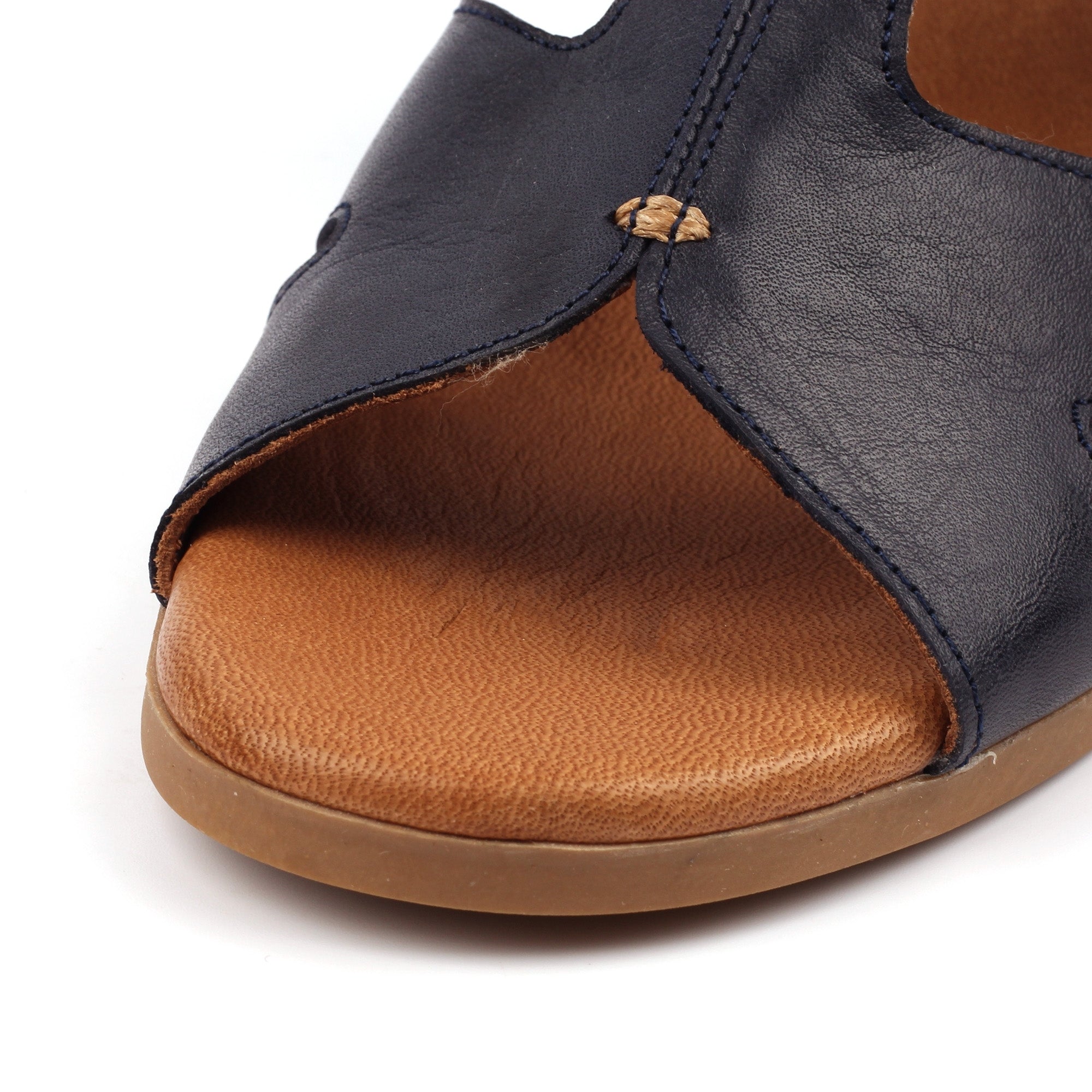 Joanna Navy Leather Sandal