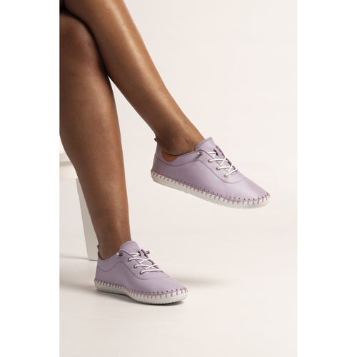 St Ives Lilac Leather Plimsoll