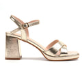 Justina Gold Block Heel Sandal