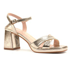 Justina Gold Block Heel Sandal