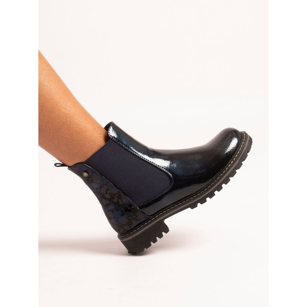 Bessy Navy Patent Ankle Boot