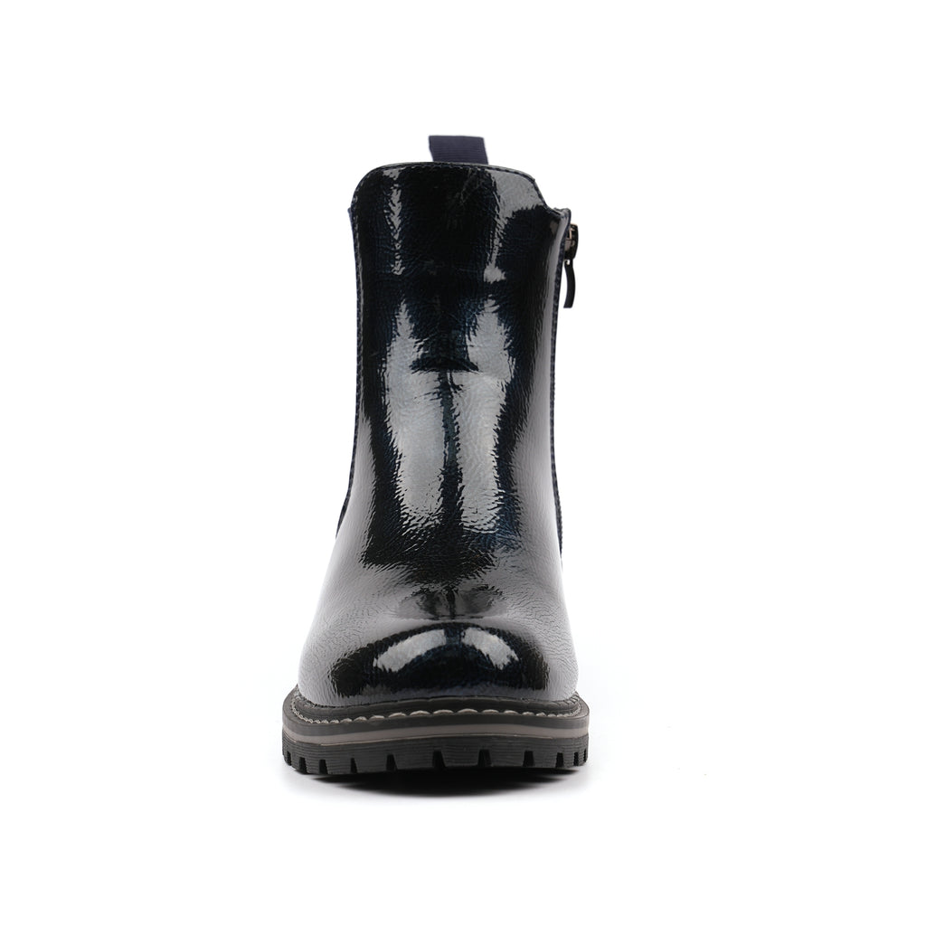 Bessy Navy Patent Ankle Boot