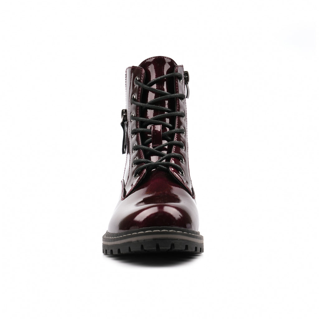 Allison Burgundy Patent Ankle Boot