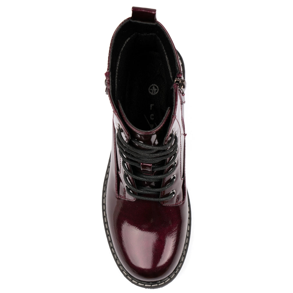 Allison Burgundy Patent Ankle Boot