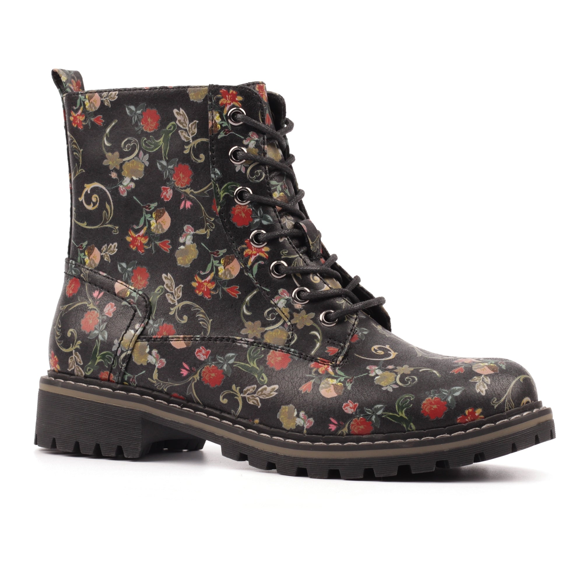 Amarillis Black Floral Ankle Boot
