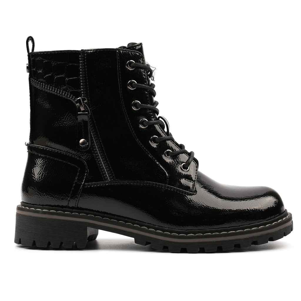 Allison Black Patent Ankle Boot