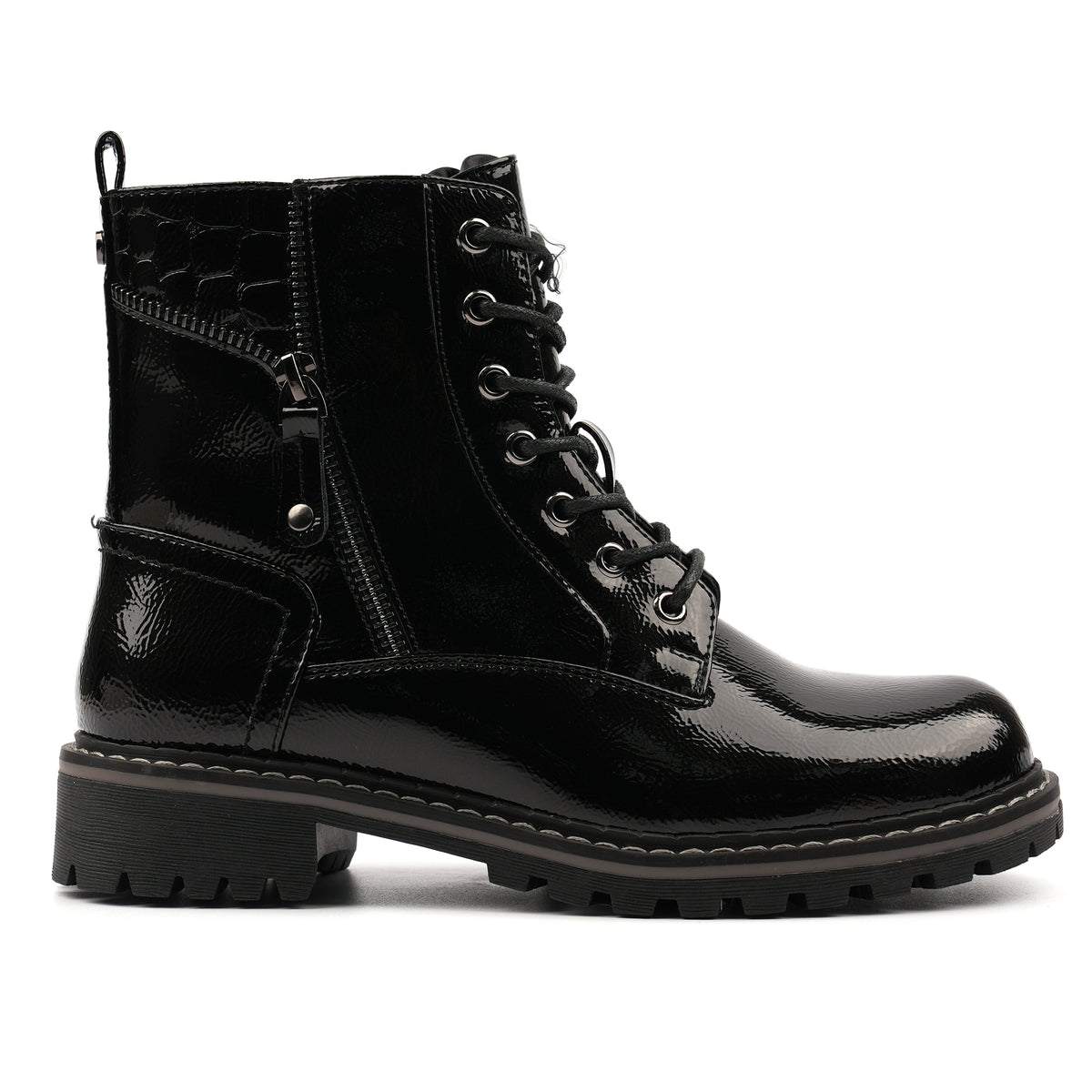 Allison Black Patent Ankle Boot