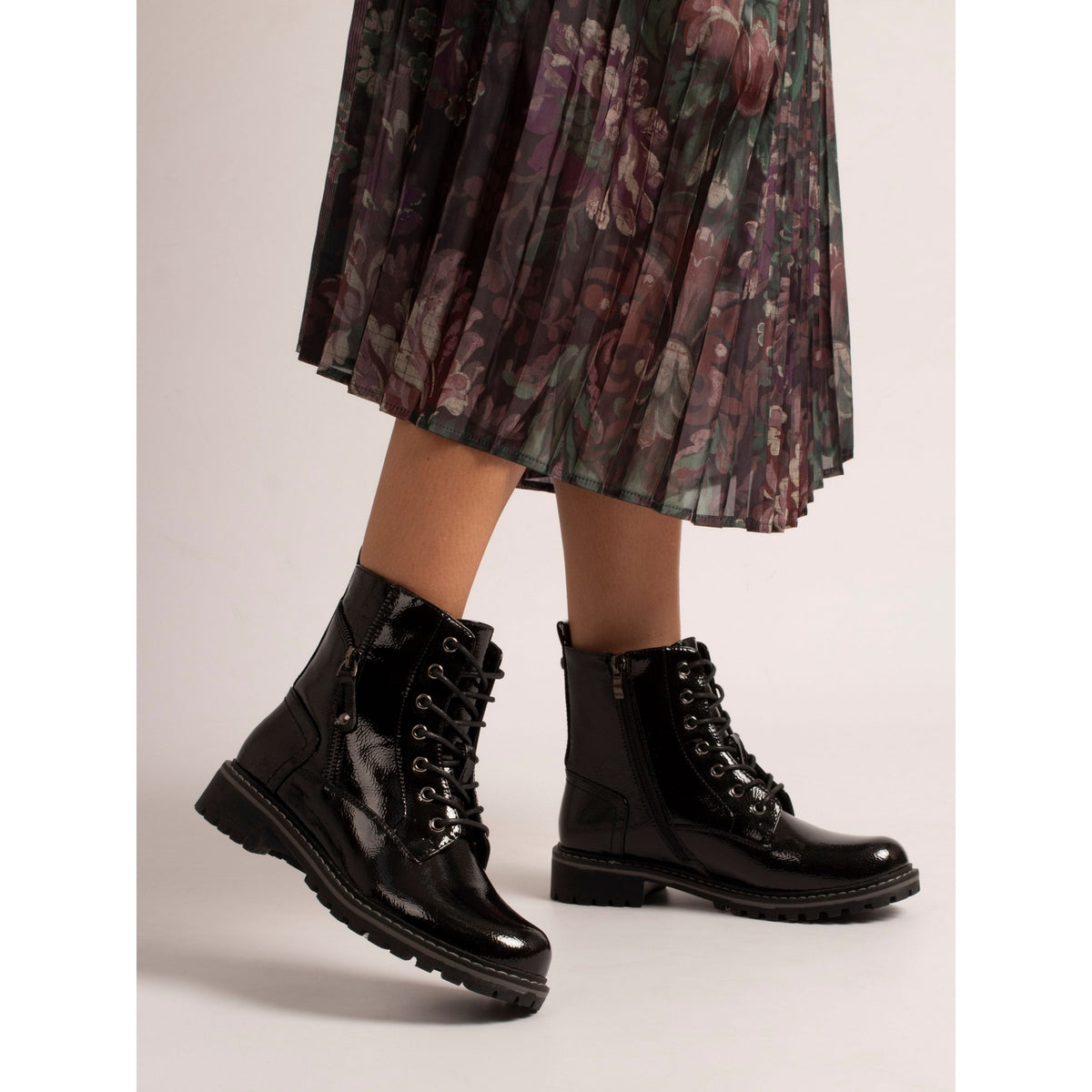 Allison Black Patent Ankle Boot