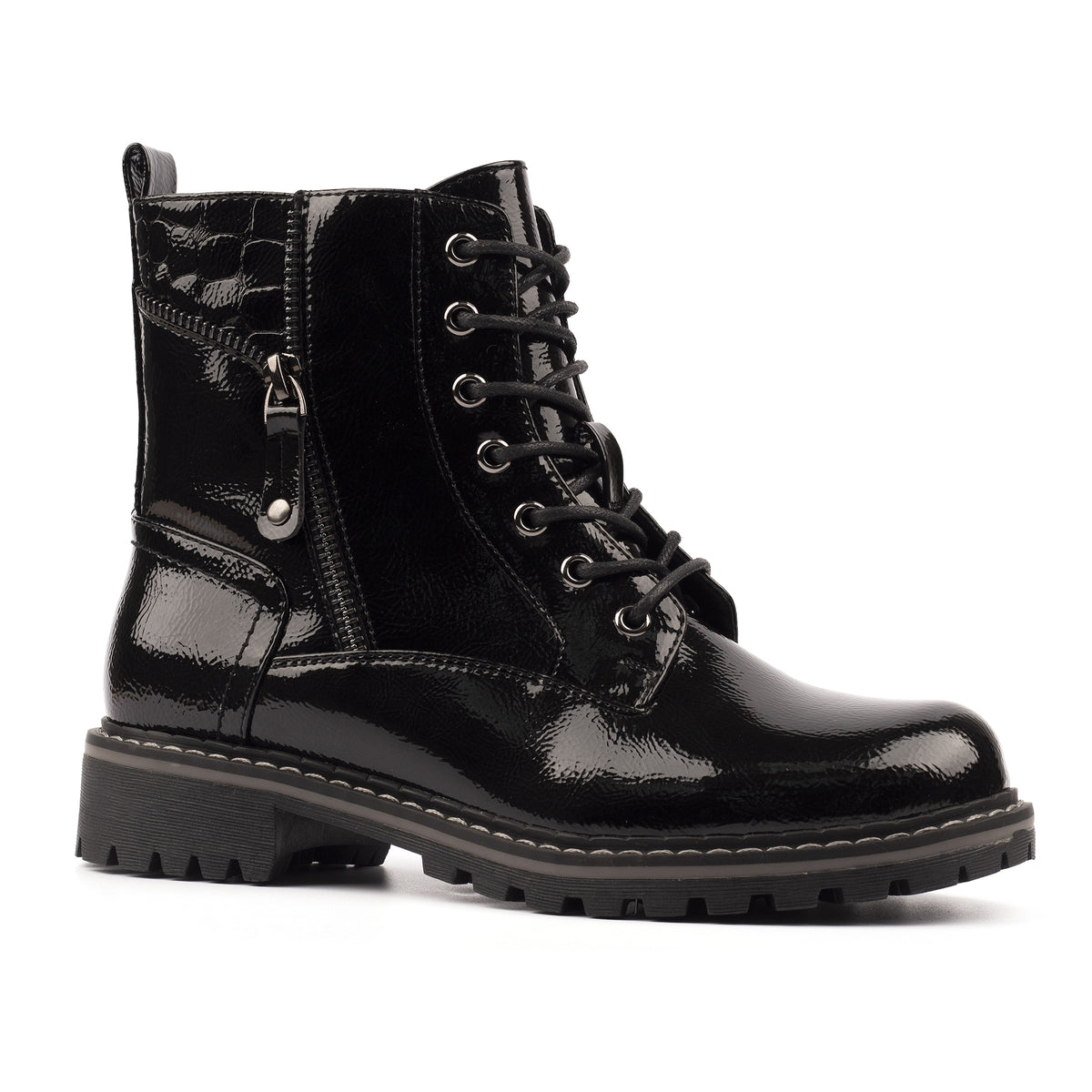 Allison Black Patent Ankle Boot
