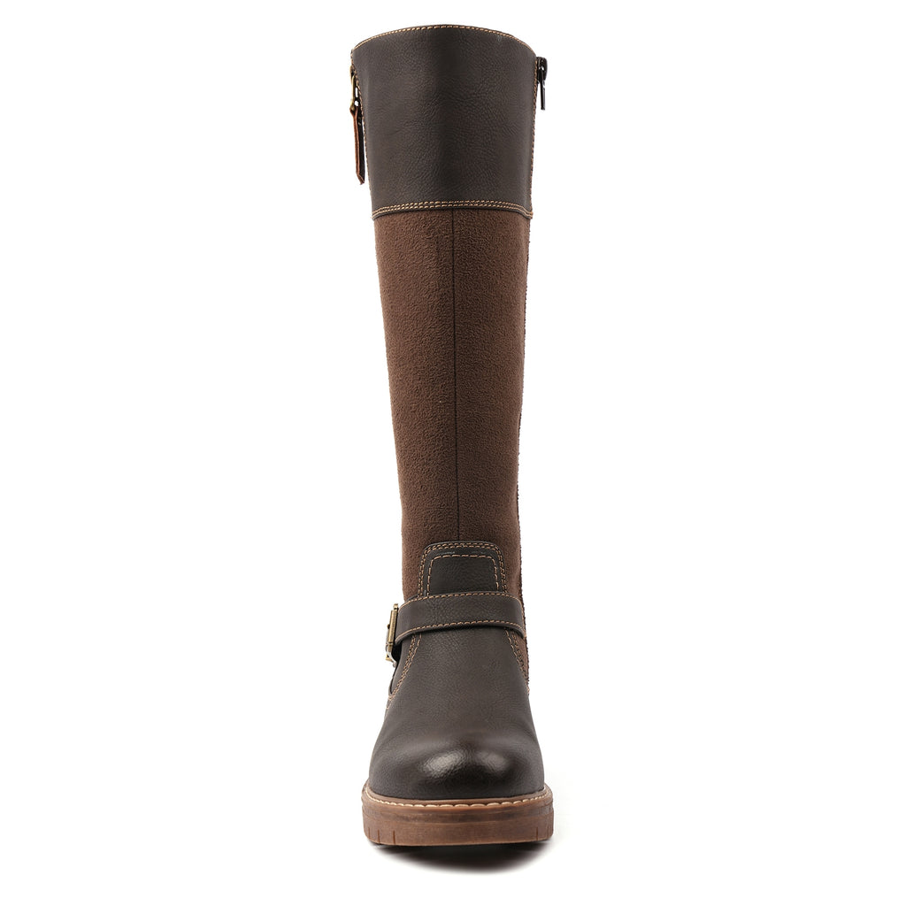 Joy Brown Waterproof Expanding Calf Long Boot